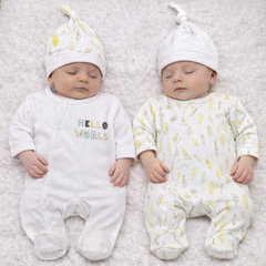 Pack de 2 grenouillères matchy Hello world coton