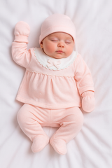 Pack naissance col large avec nœud centré girly velours 5 pcs Pudra