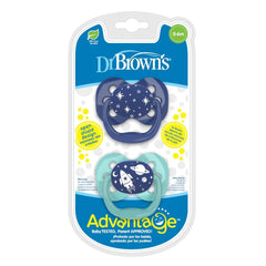Dr. Brown's Lot de 2 Sucettes Advantage 0-6M - Bleu & Vert