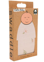 Drap - Swaddle en mousseline roses pattern 120 x 120 cm + 4 petites serviettes buccales 0m+