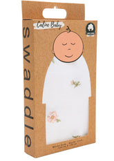 Drap - Swaddle en mousseline roses pattern 120 x 120 cm + 4 petites serviettes buccales 0m+