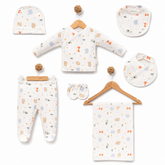 Pack naissance 5 pcs Happy animals avec 1 couverture coton