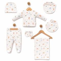 Pack naissance 5 pcs Happy animals avec 1 couverture coton
