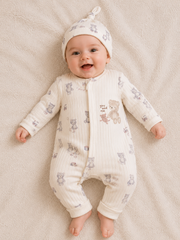 Grenouillère You and me unisexe sans pieds 1 bonnet coton bio