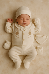 Pack naissance carreaux nœud papillon baby boy 5 pcs velours