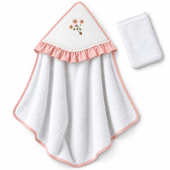 Cape de bain bouquet trio avec 1 gant 80x90 cm - 0m+