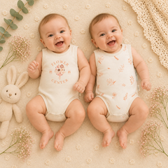 Pack de 2 bodies sans manches Flower center coton