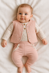 Tenue 3 pcs 2 jolies cœurs gilet pull pantalon