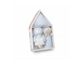 Interbaby - Coffret ensemble (Peluche + couverture 80x110cm + Doudou) Bleu