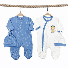 Pack de 2 grenouillères et 2 bonnets Wild and free matchy coton