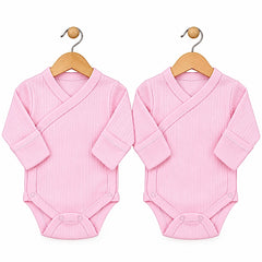 Pack de 2 bodies manches longues uni Rose avec moufles intégrés