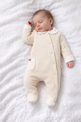 Grenouillère petite poche côté 1 pcs coton unisexe beige