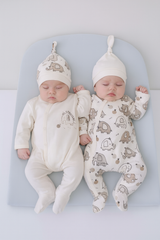 Pack de 2 Grenouillères matchy elephant 2 bonnets beige ekru