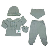 Pack naissance 2 jolies nœud centrés sur col 5 pcs coton