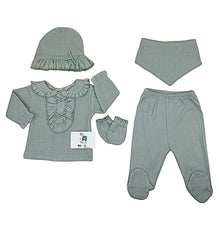 Pack naissance 2 jolies nœud centrés sur col 5 pcs coton