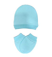 Bonnet avec 1 paire de moufles Vert eau