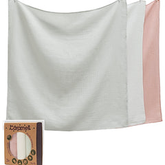 Coffret de 3 draps lange multifonctions 75x75 cm mint ekru saumon
