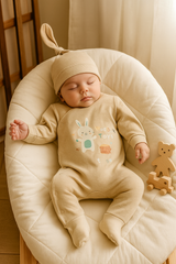 Grenouillère Wooden TYS 1 bonnet coton