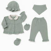 Pack naissance uni froufrouté effet lin très leger 5 pcs