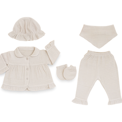 Pack naissance uni froufrouté effet lin très leger 5 pcs