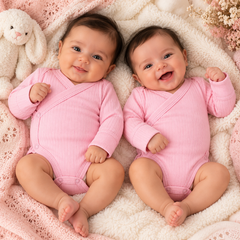 Pack de 2 bodies manches longues uni Rose avec moufles intégrés