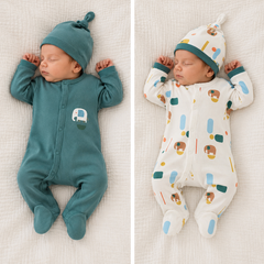 Pack Matchy 2 grenouillères 2 bonnets Elephants