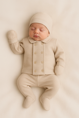 Pack naissance boutons centrés unis 5 pcs coton