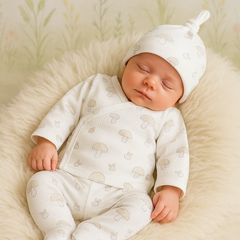 Pack naissance Champignons 3 pcs avec moufles intégrés coton