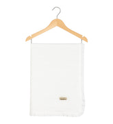 Couverture légère Full White bord Froufrou – 80x90 cm – 0m+ – 100% Coton 🤍