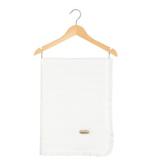 Couverture légère Full White bord Froufrou – 80x90 cm – 0m+ – 100% Coton 🤍