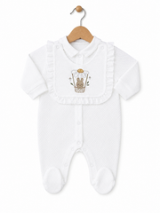 Grenouillère lapine Happy avec bavoir intégré coton
