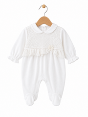 Grenouillère classy full white avec froufrou coton