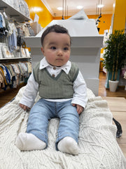 Tenue Gilet poche pull et jean 3 pcs