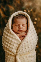 Coffret Couverture Velours in BEE nest lamb 80x110 cm - Crème