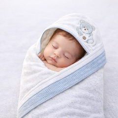 Cape de bain nounours happy 1 gant 80x90 cm