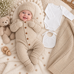 Coffret naissance tricot pack de 7 pcs K3221 - Beige
