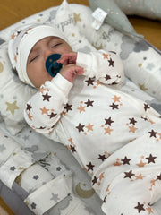 Grenouillère étoiles cutie 1 bonnet coton unisexe