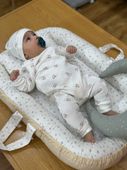 Grenouillère cœurs cutie 1 bonnet coton