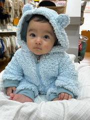 Combinaison molletonnée coton bleu Capuche 1 pcs