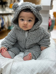 Combinaison molletonnée coton Gris Capuche 1 pcs