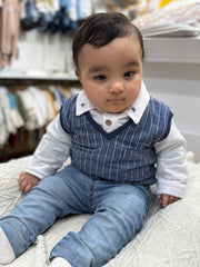 Tenue Gilet poche pull et jean 3 pcs