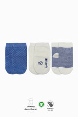 Pack de 3 chaussettes rayées bio - Bleu