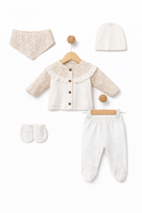 Pack naissance col froufrou classe girly 5 pcs coton