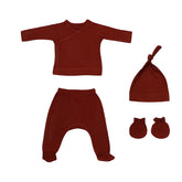 Coffret naissance crème uni 4 pcs coton