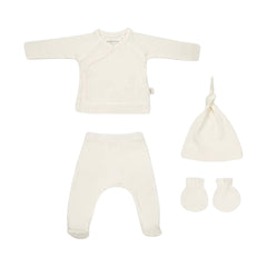 Coffret naissance crème uni 4 pcs coton