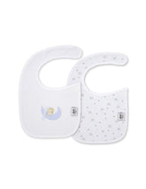 Interbaby - Pack de 2 Bavoirs velcro 20x30cm Mod sleep bleu 0/6 mois