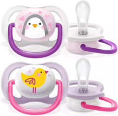 Lot de 2 sucettes Ultra Air 0-6 mois animals Girly - Philips Avent