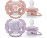 Lot de 2 sucettes Ultra Soft 0-6 mois Girly - Philips Avent
