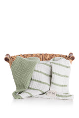 Couverture Muslim 4 Layer Stripe 115x115 cm - Grass Green