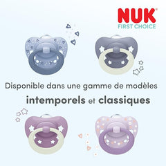 Pack de 2 sucettes Nuk First Choice classic Day night 0-6 mois boy